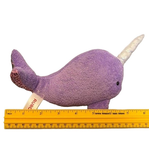 Aurora World Purple Pink Glitter Sparkly Narwhal Plush 10" - Picture 4 of 4